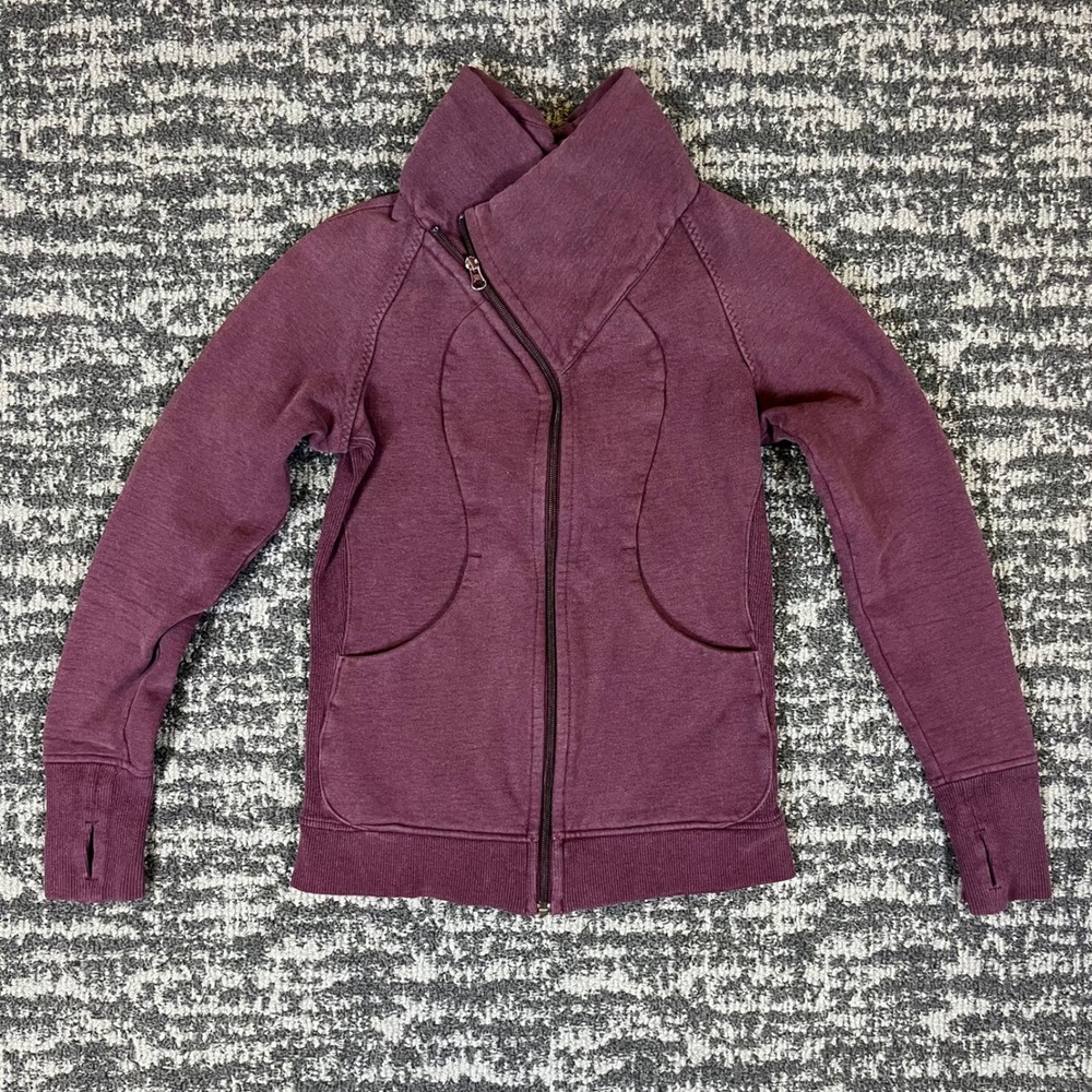 Lululemon Scuba Asymmetrical Full Zip Hoodie Plum Purple Funnel Neck Fleece 4
